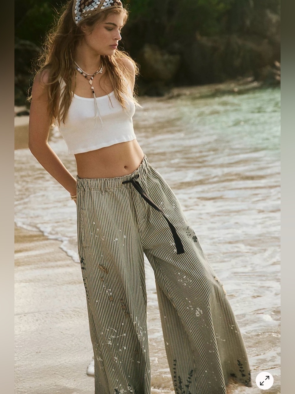 Free People We The Free Clover Wide Leg pants in Sun Printed Railroad - SMALL